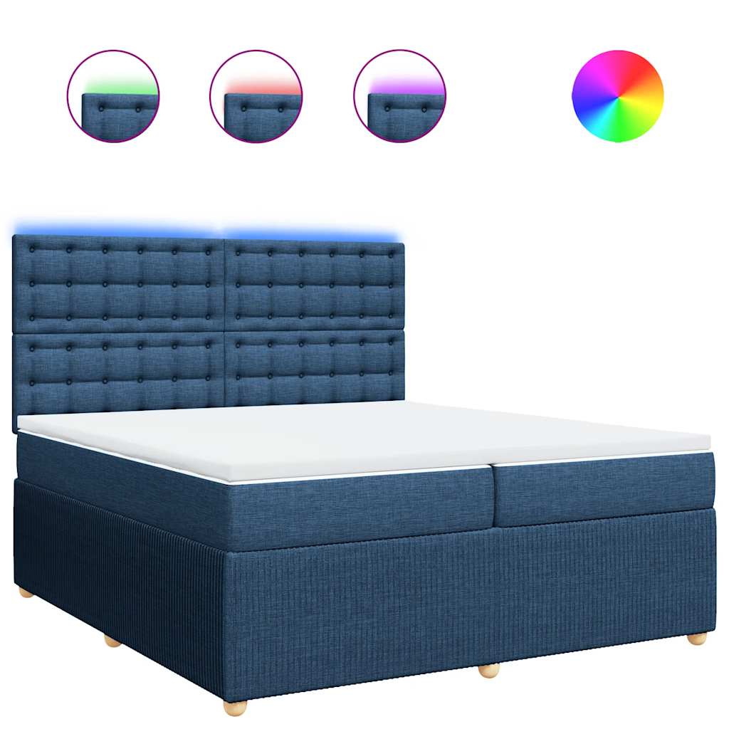Box Spring Postel S Matrací Modrá 200X200 Cm Textil