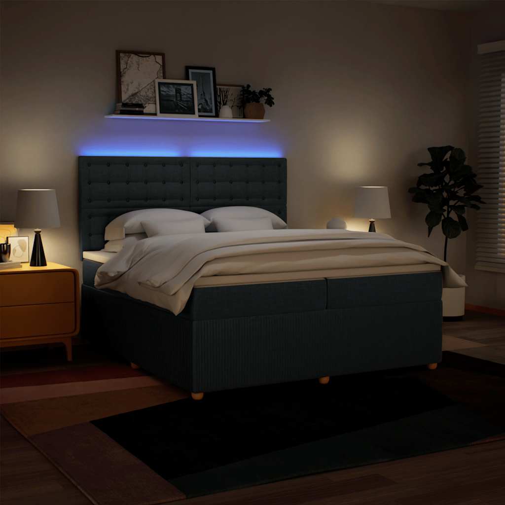 Box Spring Postel S Matrací Modrá 200X200 Cm Textil