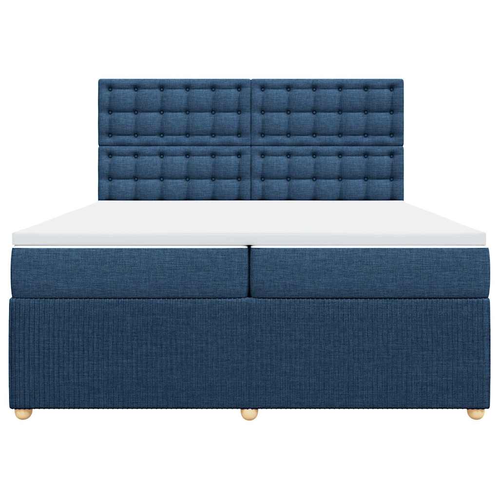 Box Spring Postel S Matrací Modrá 200X200 Cm Textil