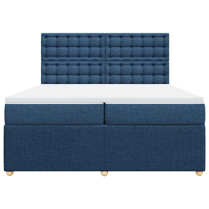 Box Spring Postel S Matrací Modrá 200X200 Cm Textil