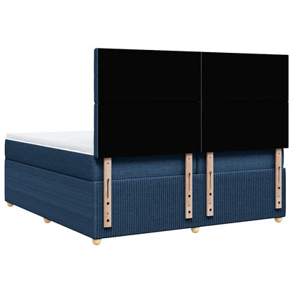 Box Spring Postel S Matrací Modrá 200X200 Cm Textil