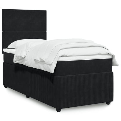 Box Spring Postel S Matrací Černá Samet Černá