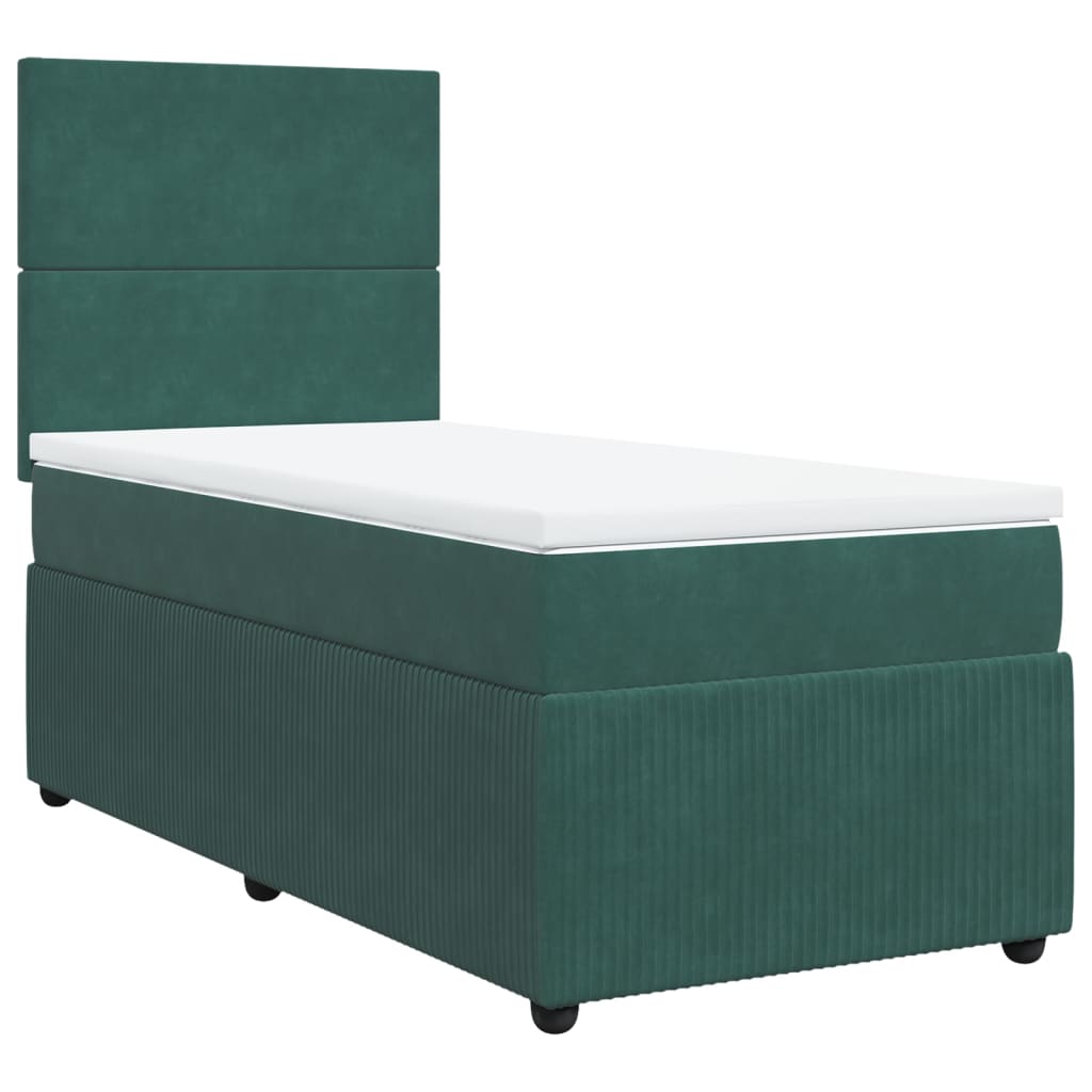 Box Spring Postel S Matrací Samet Tmavě Zelená