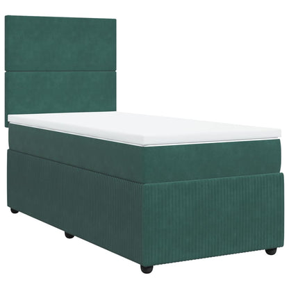 Box Spring Postel S Matrací Samet Tmavě Zelená