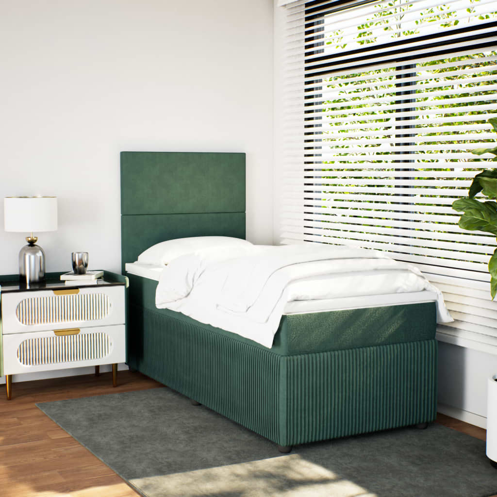 Box Spring Postel S Matrací Samet Tmavě Zelená