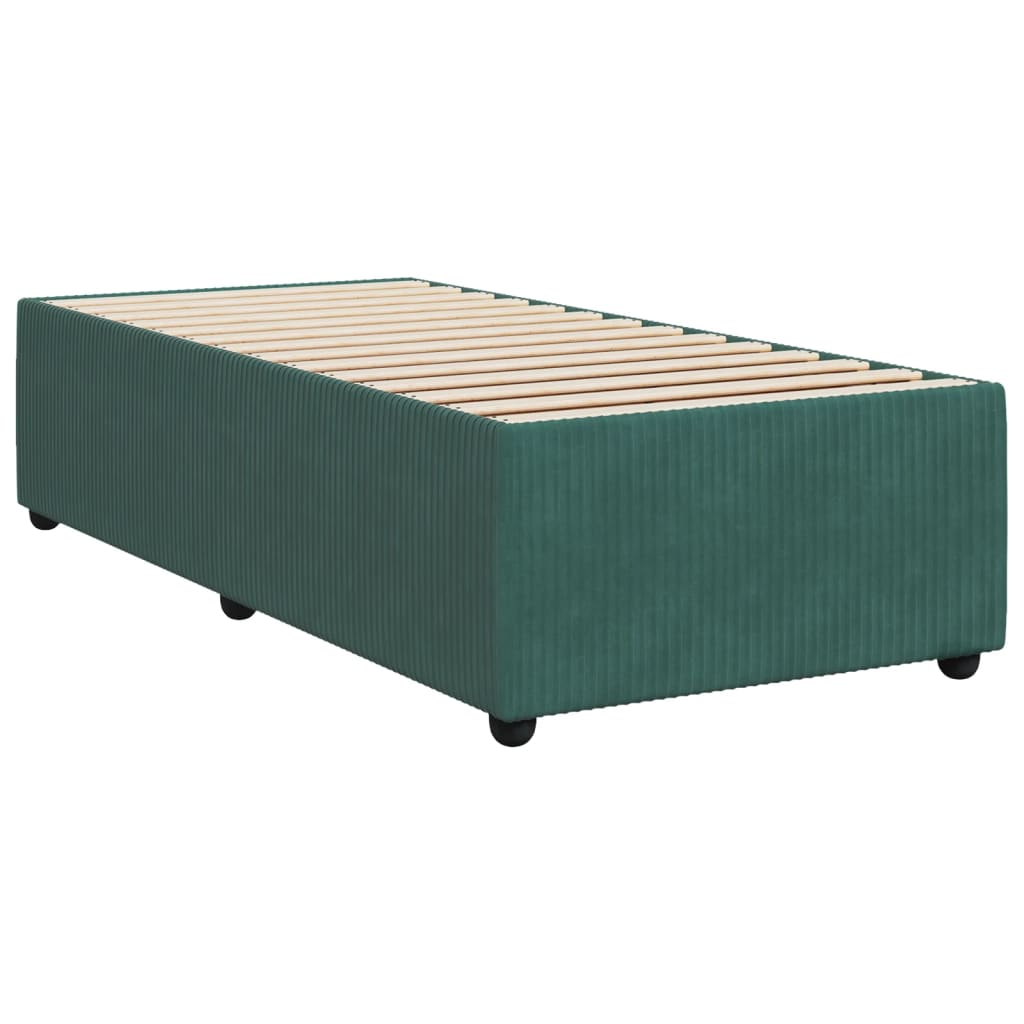 Box Spring Postel S Matrací Samet Tmavě Zelená