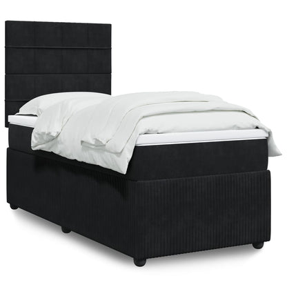 Box Spring Postel S Matrací Černá Samet Černá