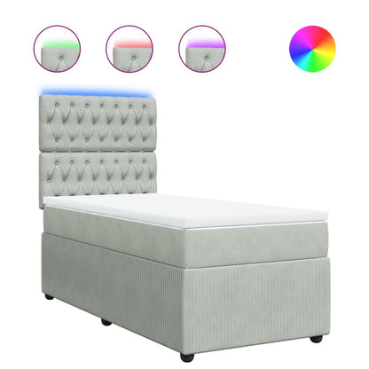 Box Spring Postel S Matrací Samet Světle Šedá