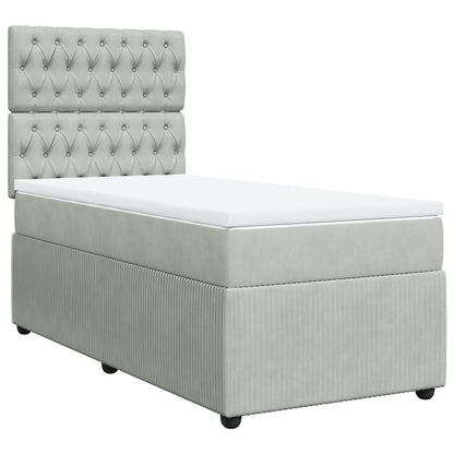 Box Spring Postel S Matrací Samet Světle Šedá