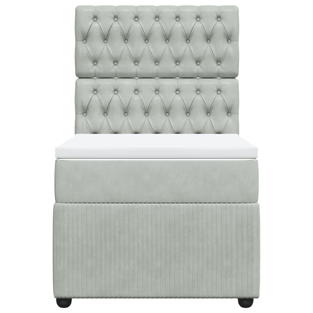 Box Spring Postel S Matrací Samet Světle Šedá