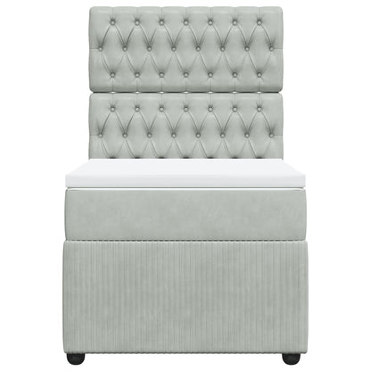 Box Spring Postel S Matrací Samet Světle Šedá