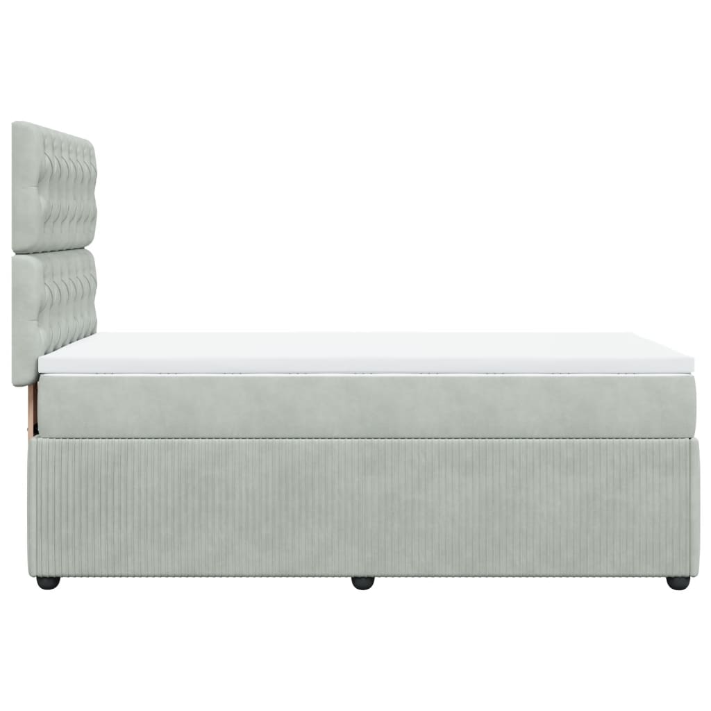 Box Spring Postel S Matrací Samet Světle Šedá
