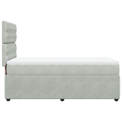 Box Spring Postel S Matrací Samet Světle Šedá