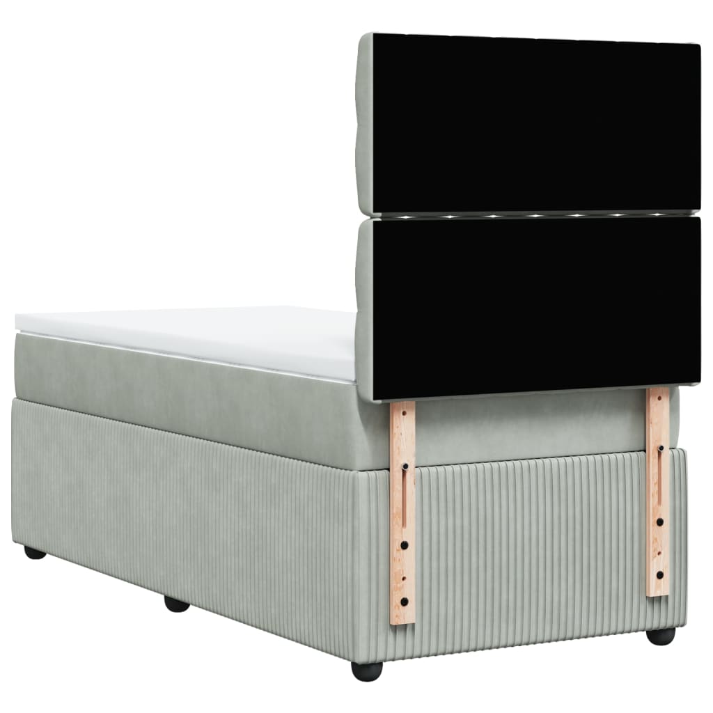Box Spring Postel S Matrací Samet Světle Šedá