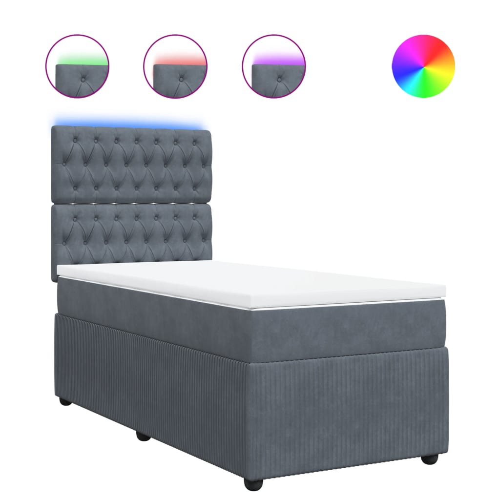 Box Spring Postel S Matrací Samet Tmavě Šedá