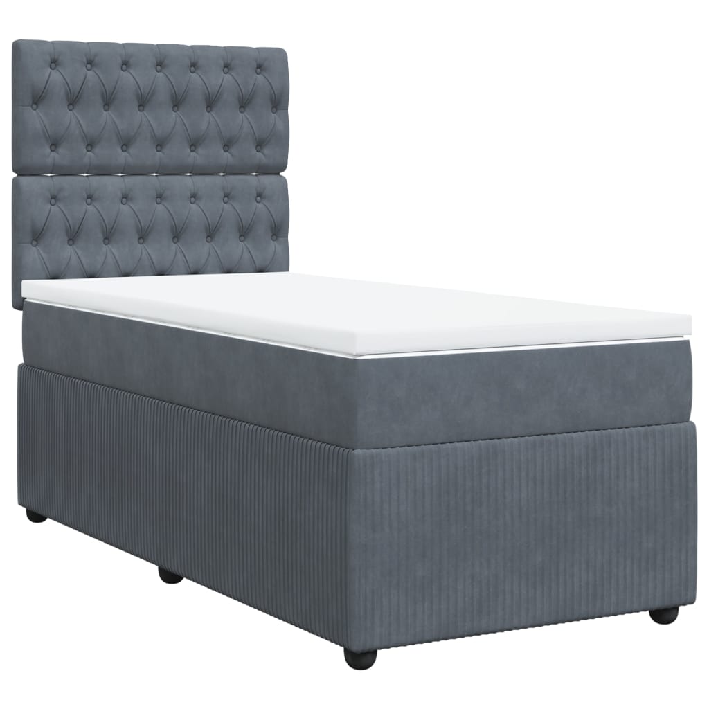 Box Spring Postel S Matrací Samet Tmavě Šedá