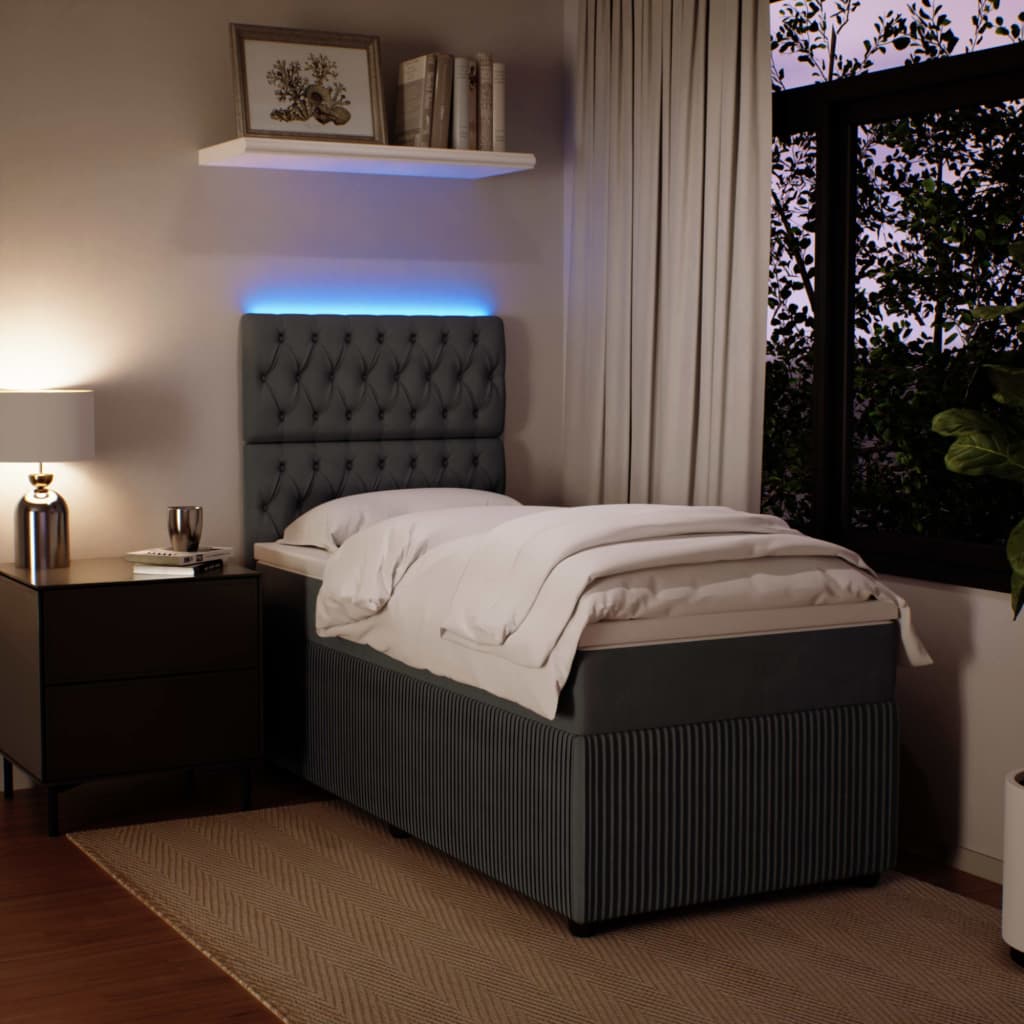 Box Spring Postel S Matrací Samet Tmavě Šedá