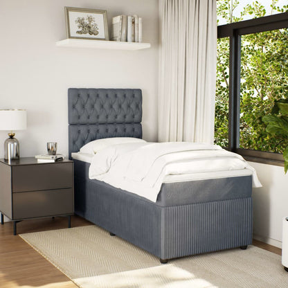 Box Spring Postel S Matrací Samet Tmavě Šedá