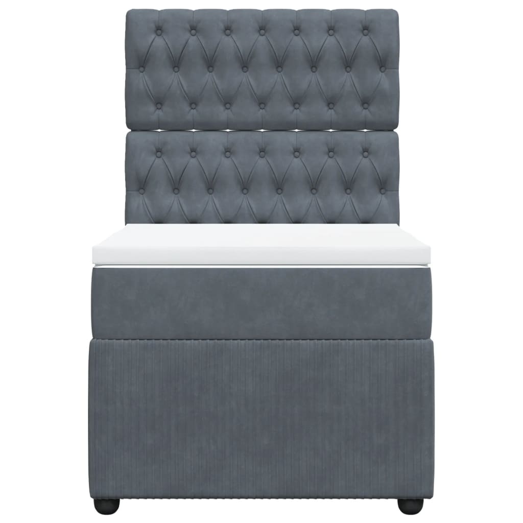 Box Spring Postel S Matrací Samet Tmavě Šedá