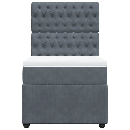Box Spring Postel S Matrací Samet Tmavě Šedá