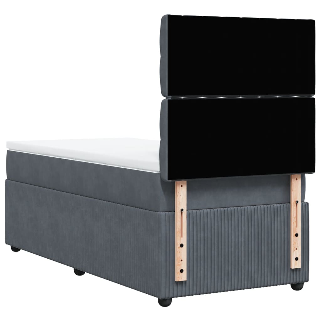 Box Spring Postel S Matrací Samet Tmavě Šedá