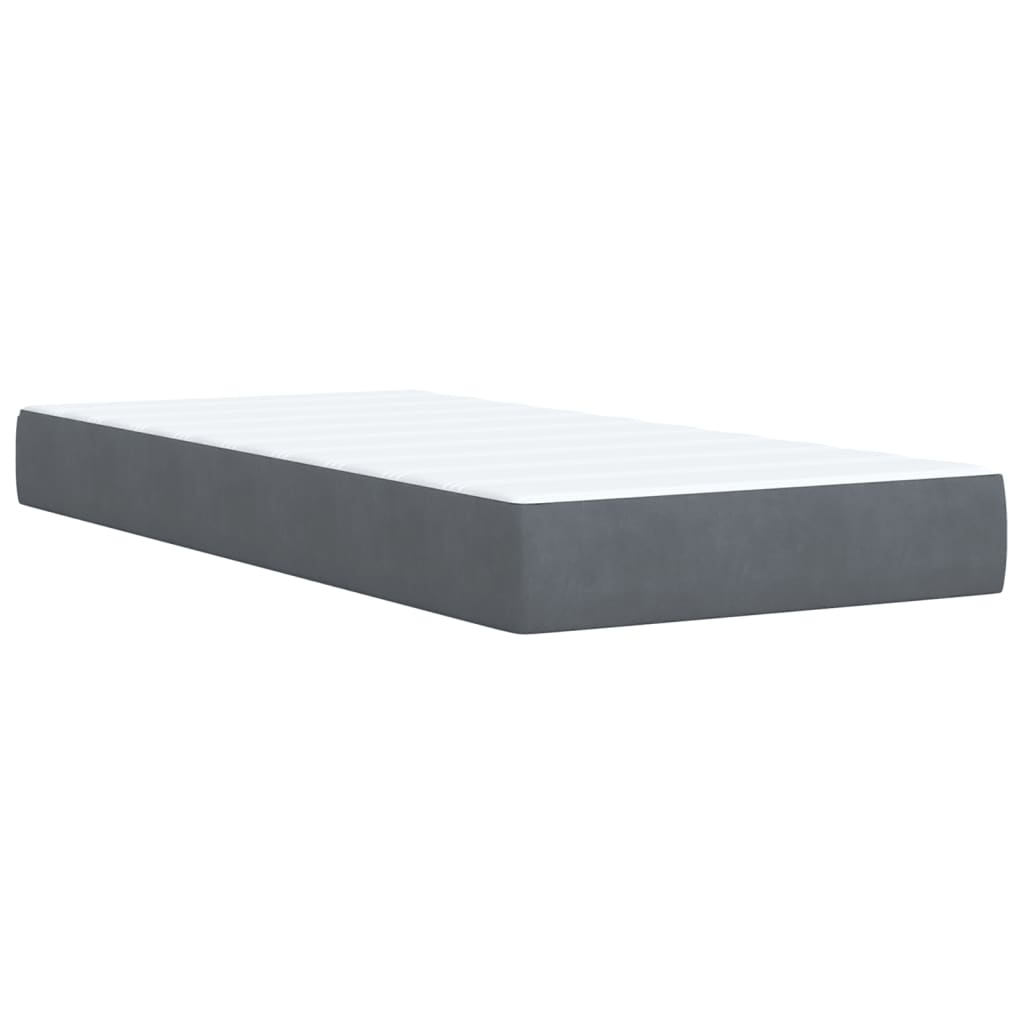 Box Spring Postel S Matrací Samet Tmavě Šedá
