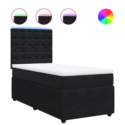 Box Spring Postel S Matrací Černá Samet Černá