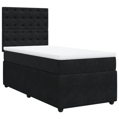 Box Spring Postel S Matrací Černá Samet Černá