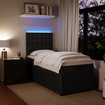 Box Spring Postel S Matrací Černá Samet Černá