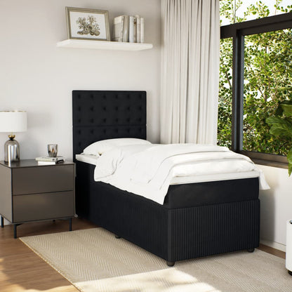 Box Spring Postel S Matrací Černá Samet Černá