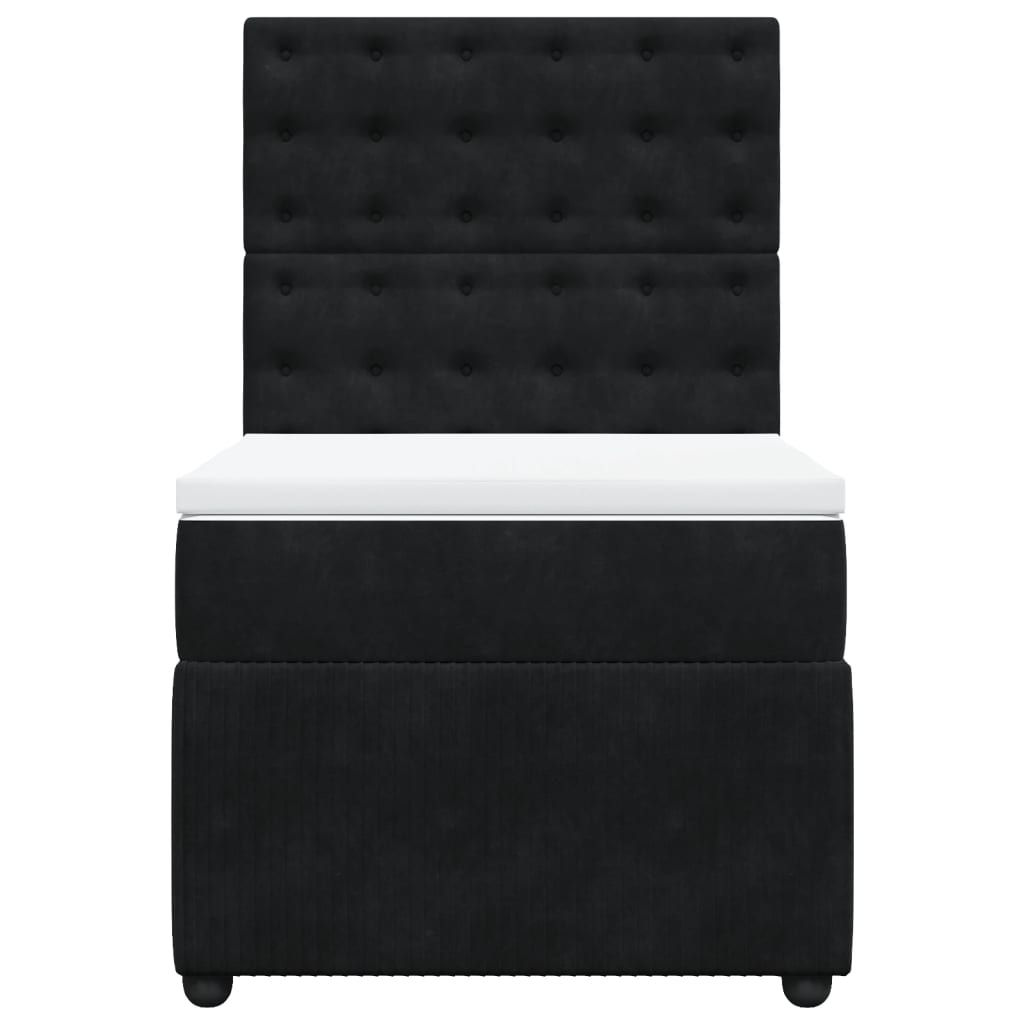 Box Spring Postel S Matrací Černá Samet Černá