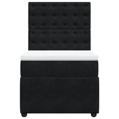 Box Spring Postel S Matrací Černá Samet Černá