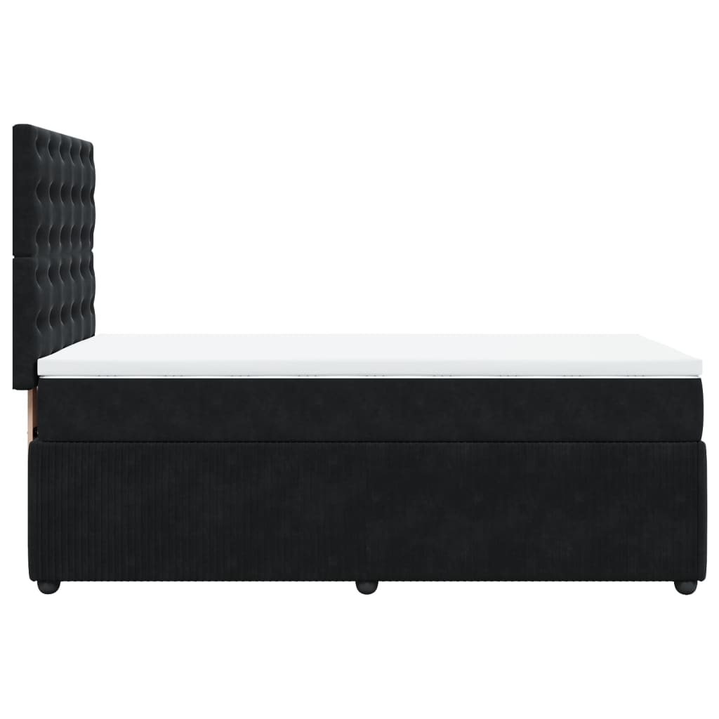 Box Spring Postel S Matrací Černá Samet Černá
