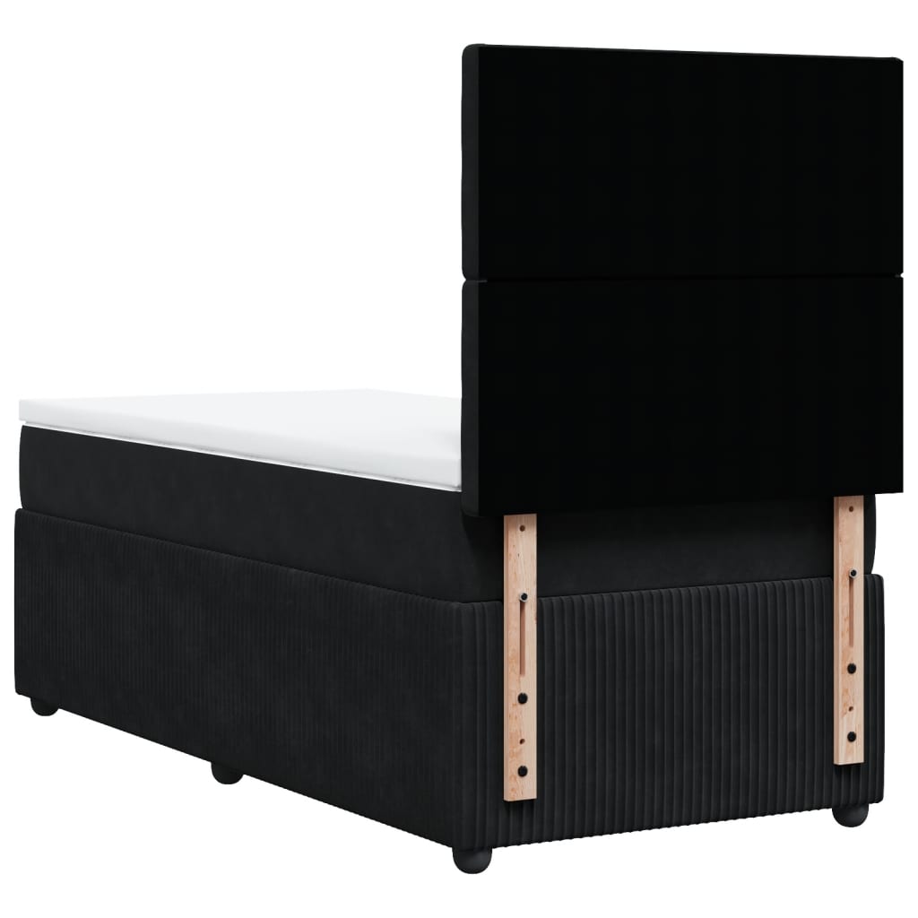 Box Spring Postel S Matrací Černá Samet Černá