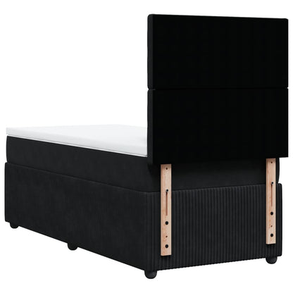 Box Spring Postel S Matrací Černá Samet Černá