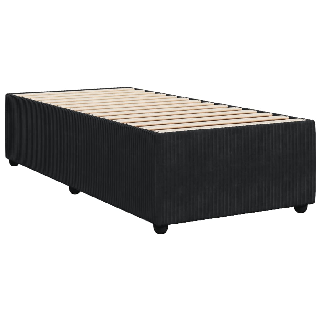 Box Spring Postel S Matrací Černá Samet Černá