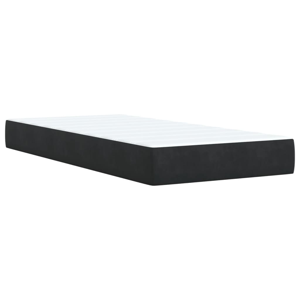 Box Spring Postel S Matrací Černá Samet Černá