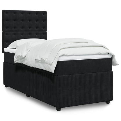 Box Spring Postel S Matrací Černá Samet Černá