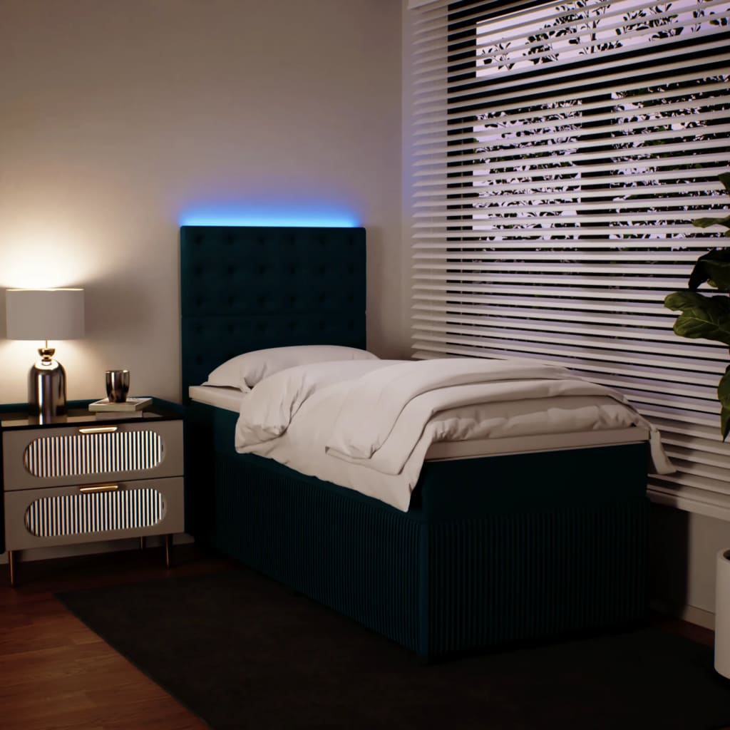 Box Spring Postel S Matrací Samet Modrá