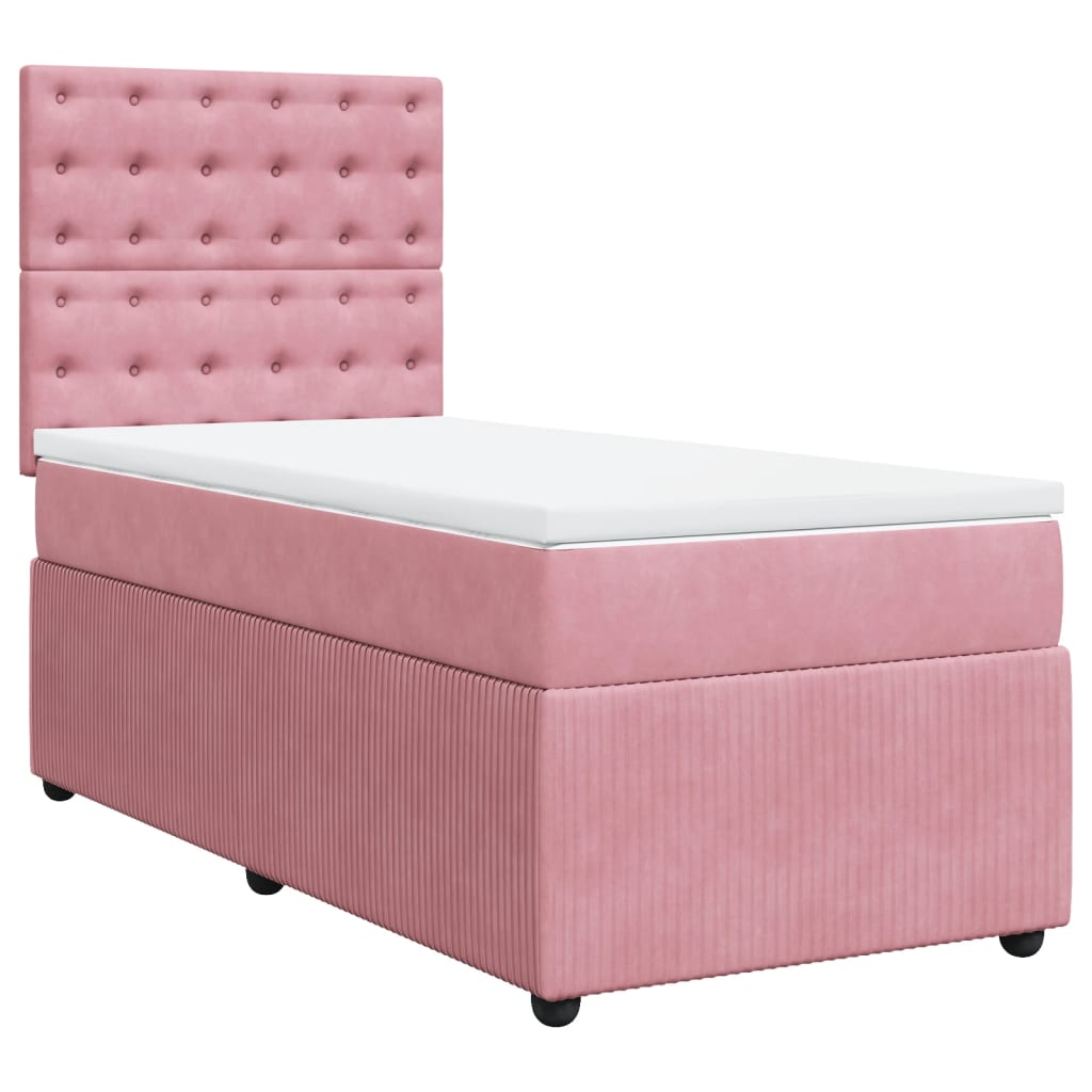 Box Spring Postel S Matrací Samet Růžová