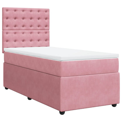 Box Spring Postel S Matrací Samet Růžová