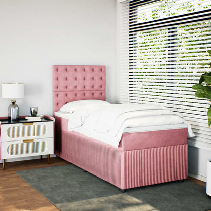 Box Spring Postel S Matrací Samet Růžová