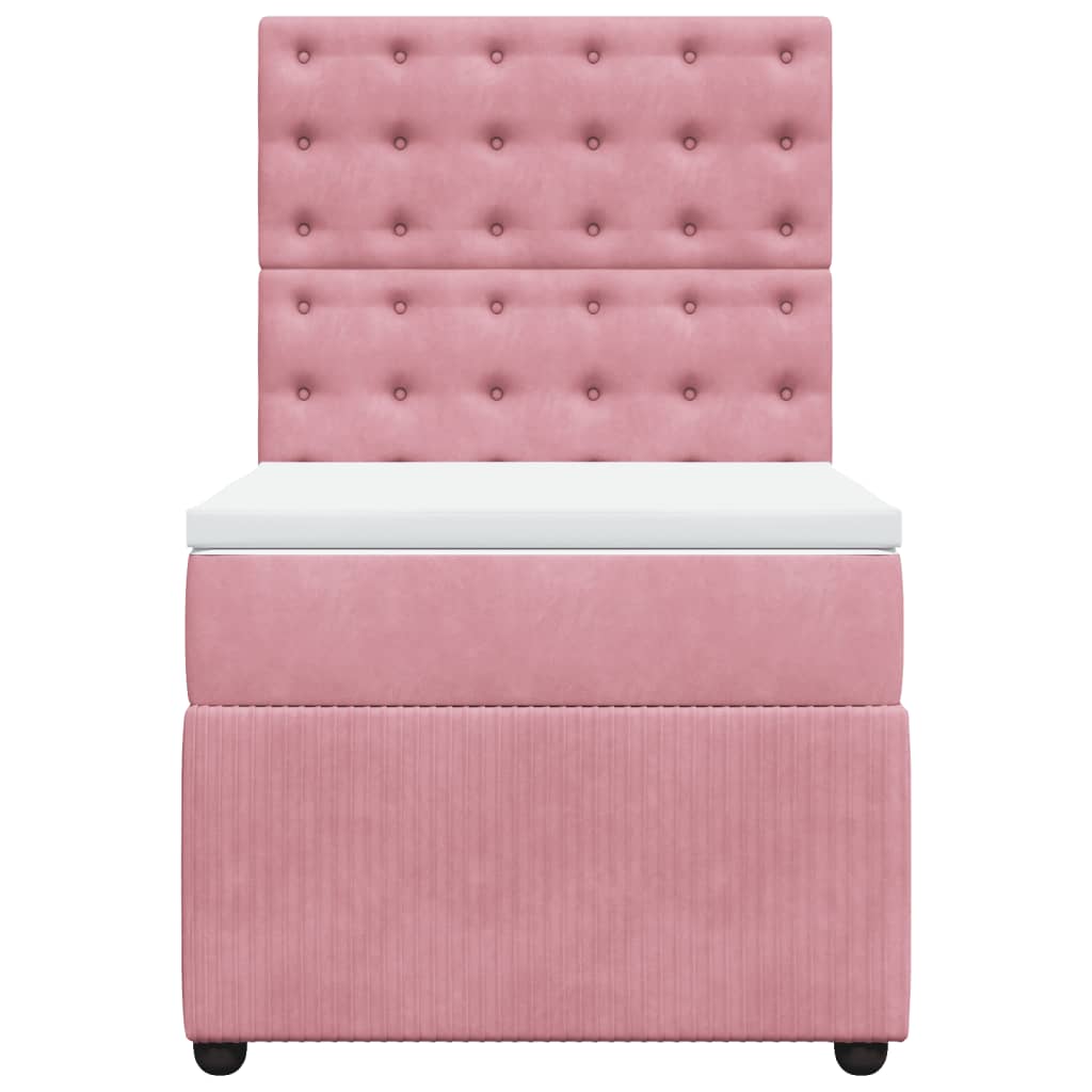 Box Spring Postel S Matrací Samet Růžová