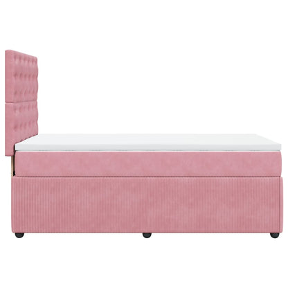 Box Spring Postel S Matrací Samet Růžová