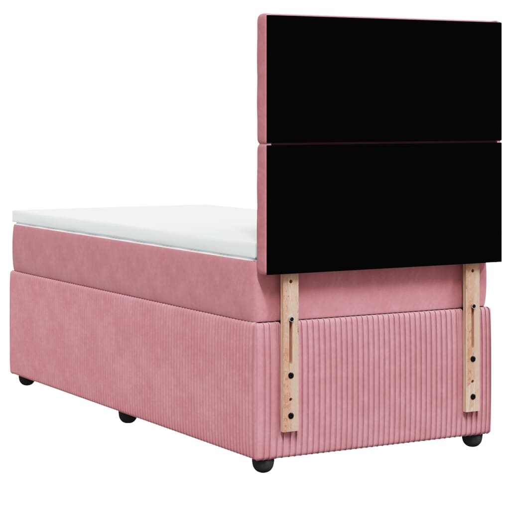 Box Spring Postel S Matrací Samet Růžová