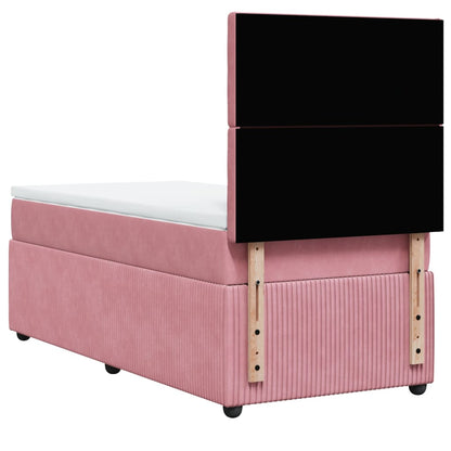 Box Spring Postel S Matrací Samet Růžová