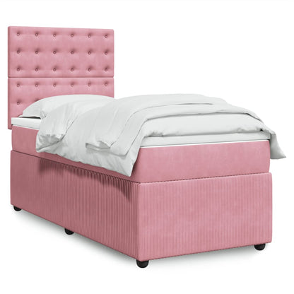 Box Spring Postel S Matrací Samet Růžová