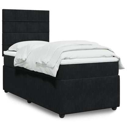 Box Spring Postel S Matrací Černá Samet Černá