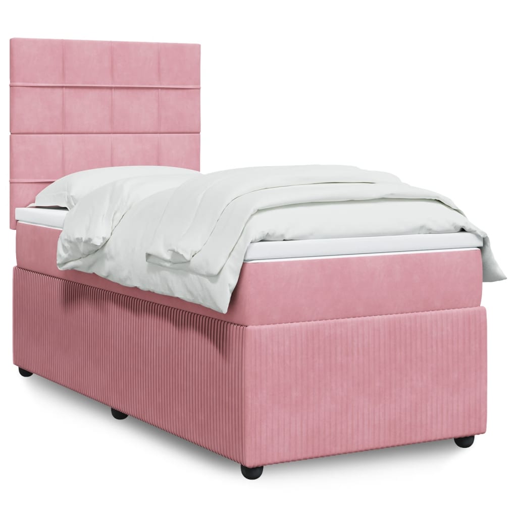 Box Spring Postel S Matrací Samet Růžová