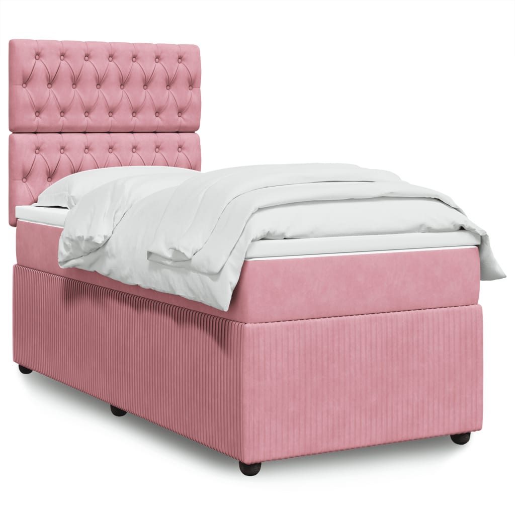 Box Spring Postel S Matrací Samet Růžová